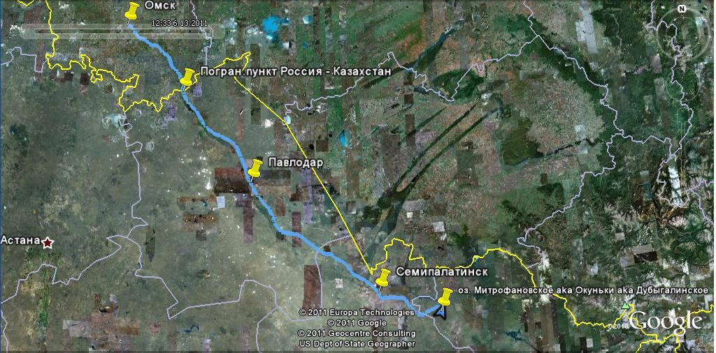 Трек для GPS-навигатора на карте Google Earth. Омск - оз. Митрофановское aka Окуньки aka Дубыгалинское Трек на карте Google Earth. Омск - оз. Митрофановское aka Окуньки aka Дубыгалинское